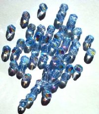 50 6mm Faceted Light Sapphire AB Firepolish Beads